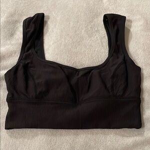 FP Movement Black Sports Bra with Wide Straps and Square Neckline